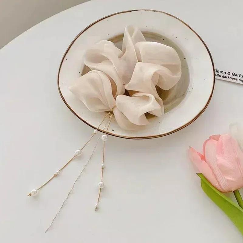 Girl's Fashion Tassel Pearl Curly Hair Tie Gentle and Elegant Headband Girl's Temperament Hair Accessories Creative Gifts Decor