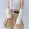Bowknot Y2K Warm Sleeves Elastic Fingerless Gloves Ballet Style Bow Knitted Arm Warmers  Lolita