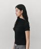 Aussel Shirred Stretch T-Shirt Black