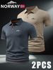 2 stuks Heren Outdoor Golf Polo - Korte Mouw & Kleurblok, Heren Sportshirts voor Business Casual Polo, Ademend voor Lente Zomer