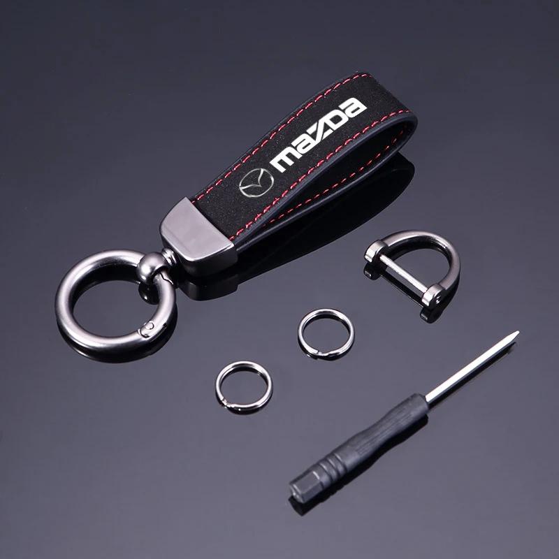 2025 Hot New Women Men Luxury Car KeyRing Suede Leather Car Keychain For Mazda 3 6 Atenza Protege Cx9 Cx7 Cx5 Rx8 Rx7 Mx5 Speed