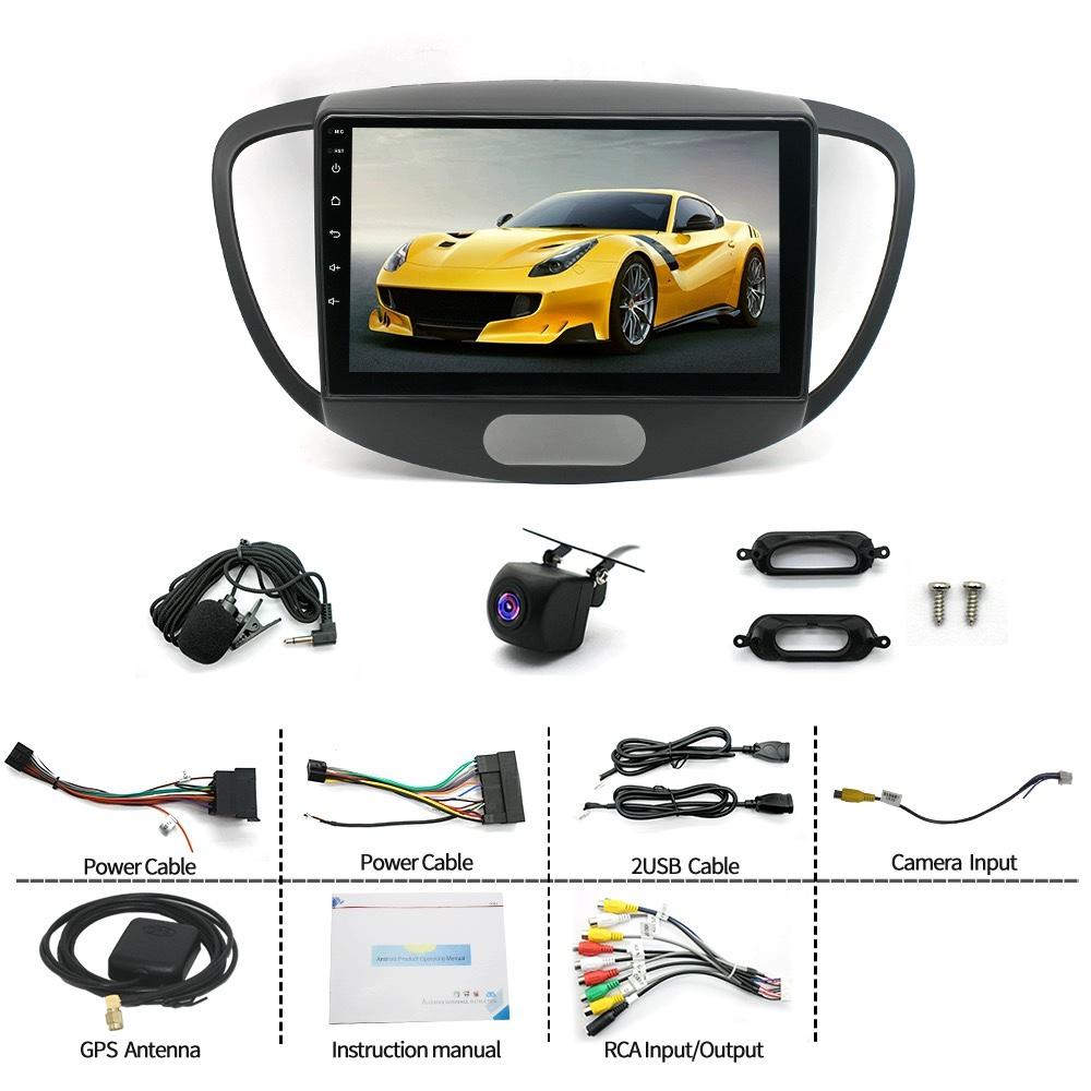 Car radio-Android 15 car stereo GPS navigation system for Hyundai i10 2007-2013, 2+32GB memory, built-in CarPlay and Android Auto, 9-inch car radio.