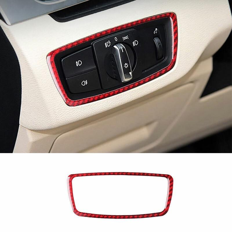 For BMW X1 2016-2018 Red Carbon Fiber Function Control Button Frame Trim 1PCS