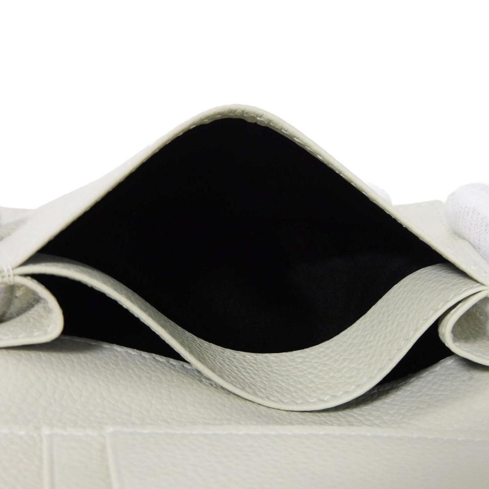 Used 9921 Business Card Holder 468994 7946 Grain Powder Textured Leather Bifold Logo Ivory Unisex from Japan AUTHENTIC