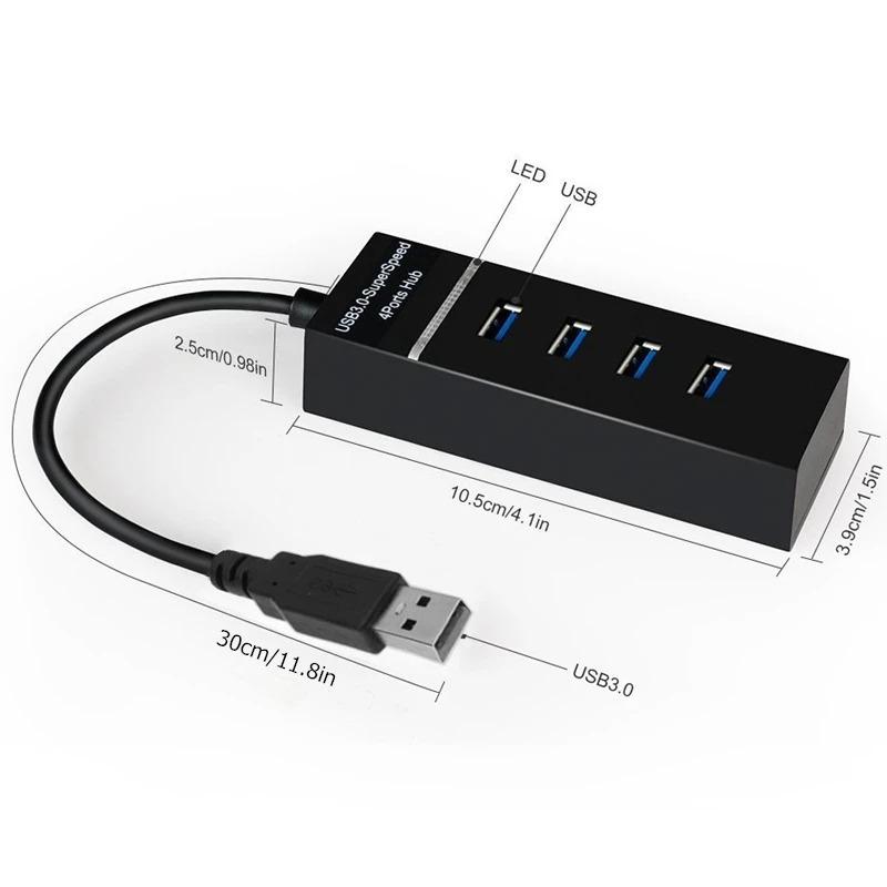USB 3.0 HUB High Speed LED 1 to 4 Port Cable Splitter USB Data Transmission Extender Phone Charging Dock Multiple Adapter