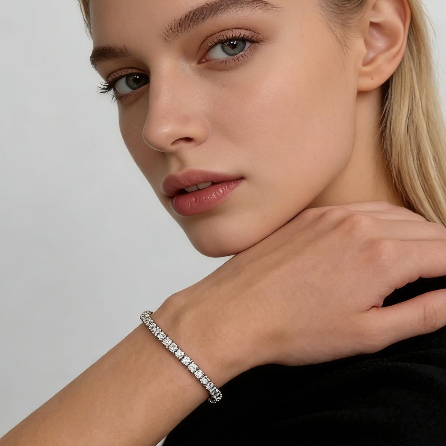 Браслет-цепочка  Теннис  с бриллиантами и цирконами - Унисекс Хип-Хоп Модный Аксессуар