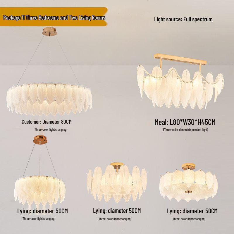 Modern French Cream Feather Pearl Chandelier - Stylish Post-Modern Living Room and Bedroom Lighting