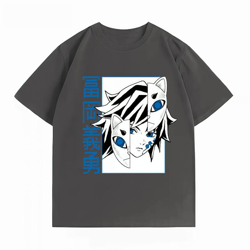Unisexs Clothing 100 Cotton Summer TShirt Demon Slayer Giyu Print Anime Streetwear Casual Short Sleeve Tops