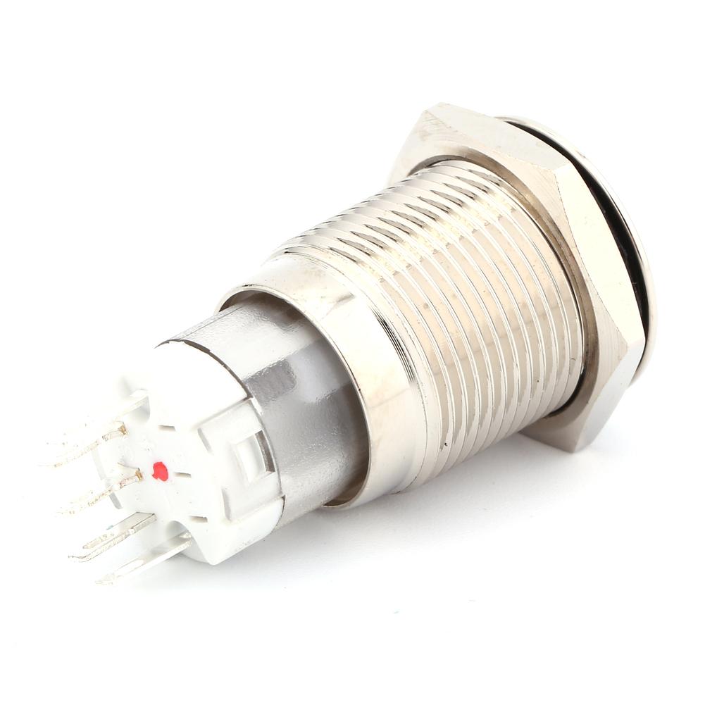 1 piece 16mm 1NO 1NC Connection 12V Metal LED Toggle Switch Latching Push Button