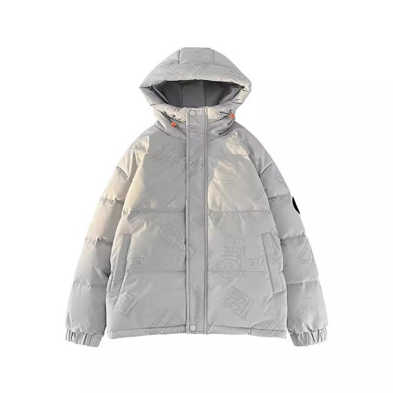Men and women's fashion trendy striped versatile 90 white duck down down jacket teenagers casual warm jacket