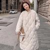 Women's Autumn and Winter Diamond-Patterned Long Lightweight Jacket, British Style Mid-Length Coat, Korean Style Hooded Warm Jacket
