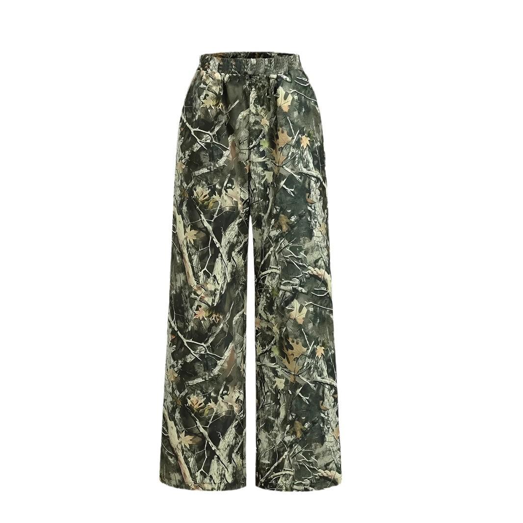 

Повсякденні прямі брюки для дівчат Весняно-осінні модні прямі штани з принтом для дітей 11-12Y армія зелений колір