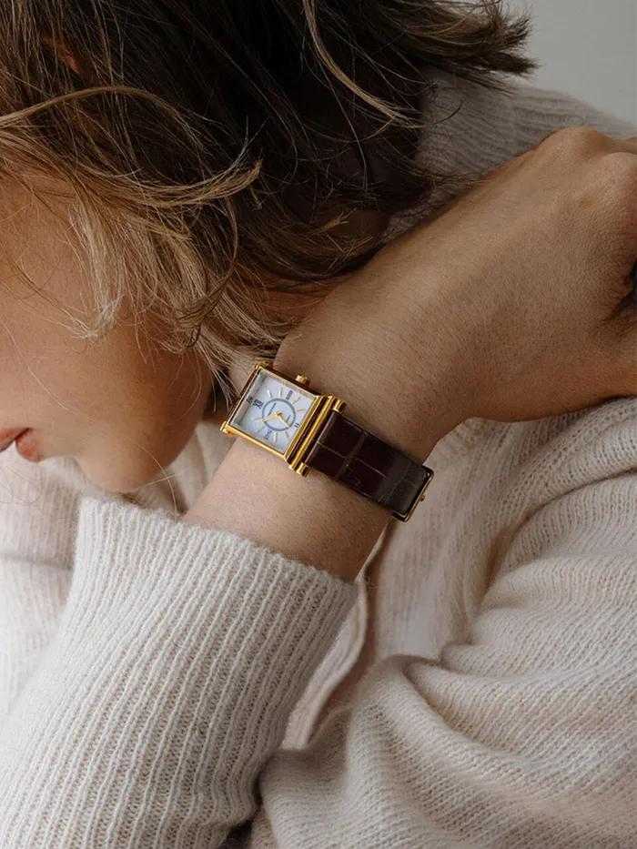 Rumton Women's Classic Leather Band Watch Heron Gold Brown
