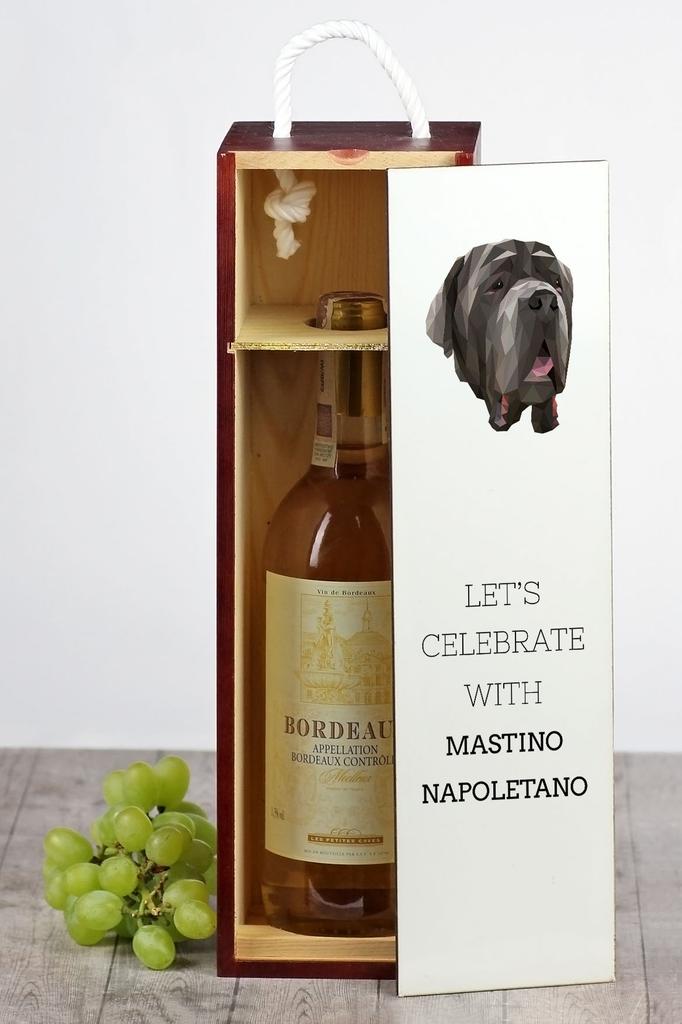 Neapolitan Mastiff, Mastino Napoletano - Geometric Box With Photo And Inscription For Art-Dog Brand Wine