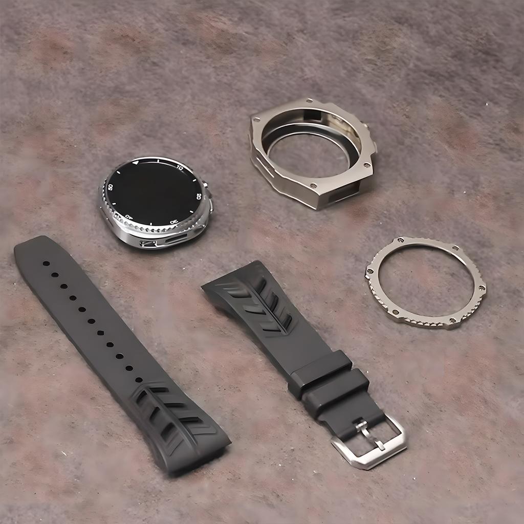 Luxury Modification Kit For Samsung Watch 8 Classic 46mm Metal Case+Rubber Band For Watch 8 Classic 46mm Refit Kit Accessories