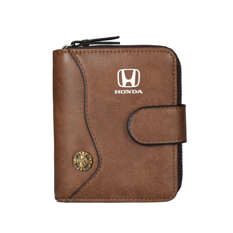 Car Vintage Tower Buckle Wallet Fashion Wallet Bank Card Coin Purse Accessories For Honda Mugen Power Civic Accord CRV Jazz VTEC XK6