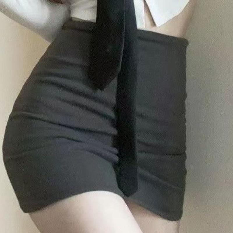 Women's Autumn Slim Fit White Shirt & Hip Skirt Set - Long Sleeve, Pure Desire