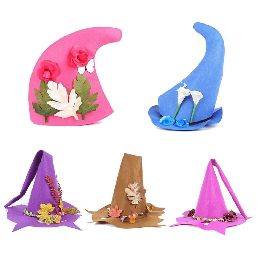 Adjustable Halloween Party Fashion Wide Brim Cosplay Props Felt Witch Hats Witch Peaked Hat Magic Wizard Hat