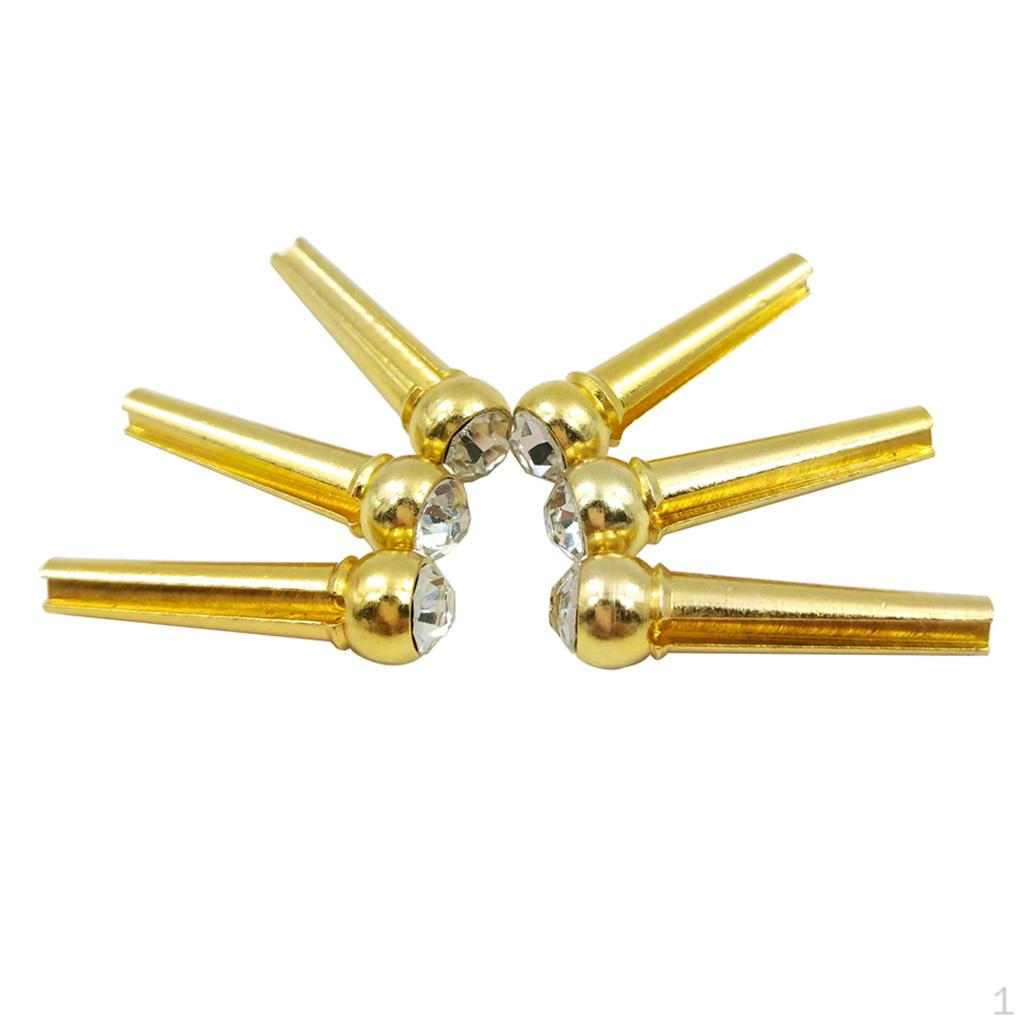 

6PCS Acoustic Guitar String Bridge Pins with Crystal Dot White