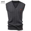 AMI Embroidery Autumn/Winter 2025 European Size V-neck Fried Dough Twists Sweater Vest for Men's Business Sweater Waistcoat