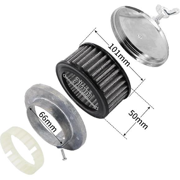 KIPA Chrome Air Cleaner Filter 4" X 2" Assembly Fits For Carburetor With 2 5/8" Or 2 5/16" Neck Diameter Washable 7151 4354 1489 6475 4790