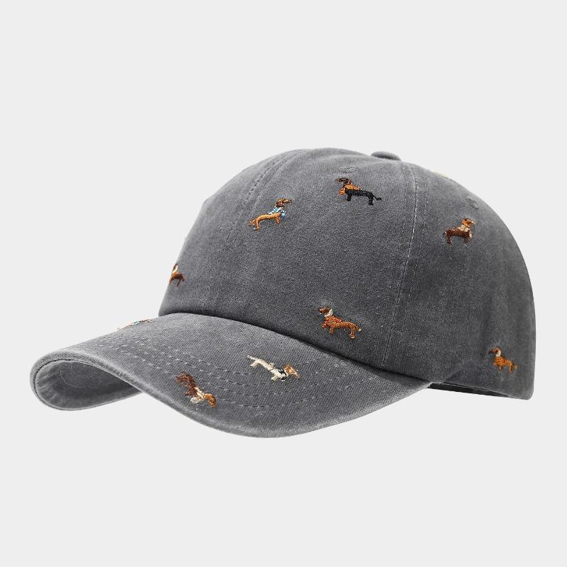 Berretto da Baseball Lavato da Esterno con Parte Superiore Morbida, Berretto con Visiera Ricamata per Cani Piccoli, Street Retro Vintage Vintage, Tendenza Cappello Vintage