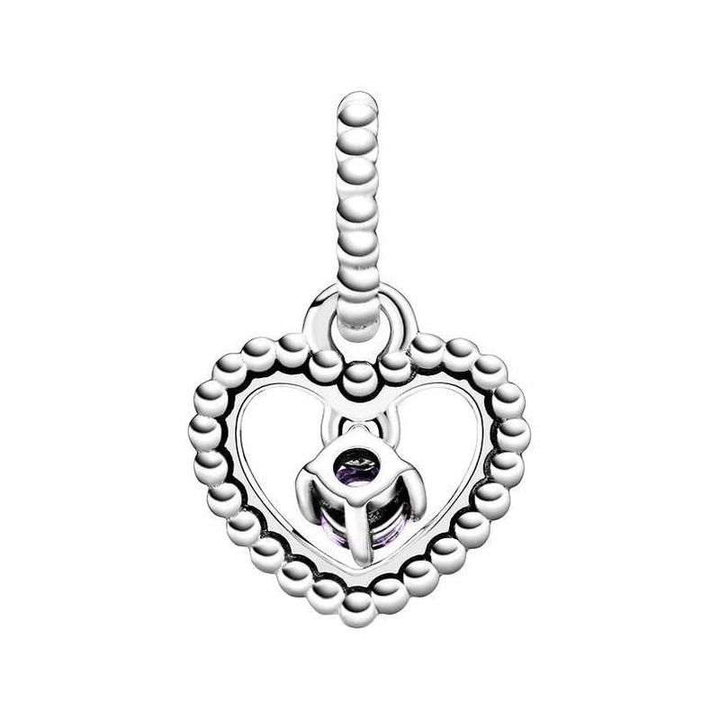 Pandora Inlaid Design Silver Pendant Women's Purple 798854C03