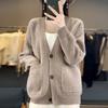European Women's Winter Sweater - 100% Pure Wool Cardigan, Cashmere Knitwear, Short Coat