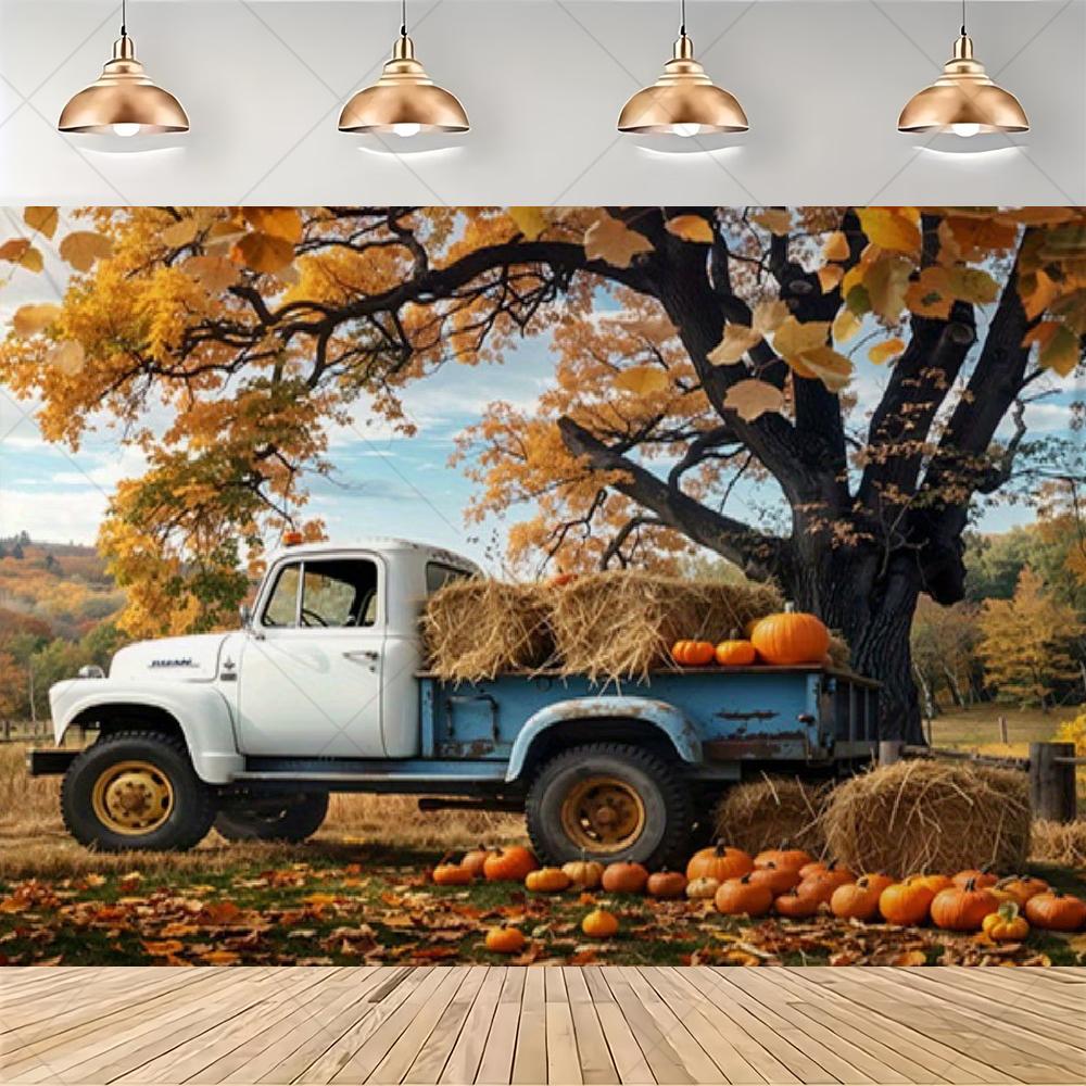 Autumn pumpkin themed backdrop, harvest festival decoration, baby shower background, photo booth backdrop49