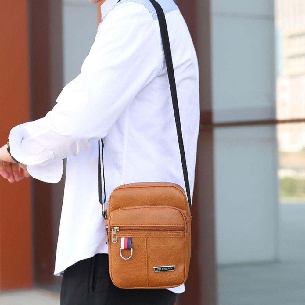 Leder Herren Sling Bag Messenger Schulter Crossbody Taschen Große Kapazität Handtaschen Multifunktionale Herren Tasche Lässig