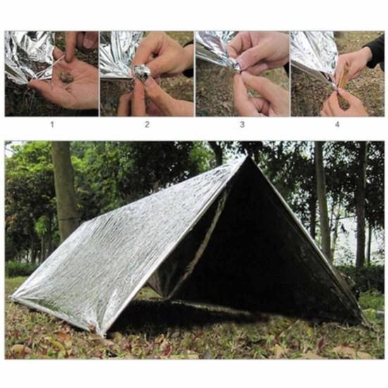 210x130cm Portable Outdoor Emergency Survival 2-Side Thermal Blanket Camp Supply