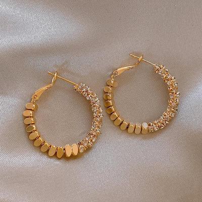 Golden Silver Circle Stud Earrings: Unique Autumn/Winter Luxury 2024 Edition for Women