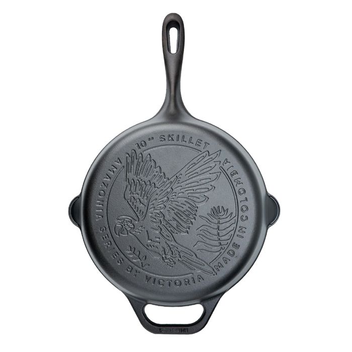 Poêle en Fonte Émaillée Induction 25cm, Convient pour le Feu, Barbecue, Four Victoria 37109 Noir