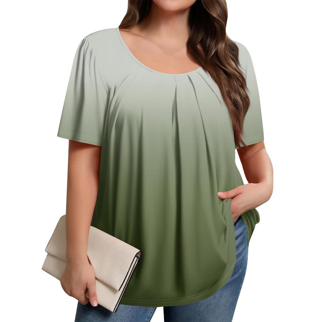 Γυναικεία Καθημερινή Μπλούζα Με Πλισέ Μανίκια Κοντά Μανίκια Μονόχρωμη