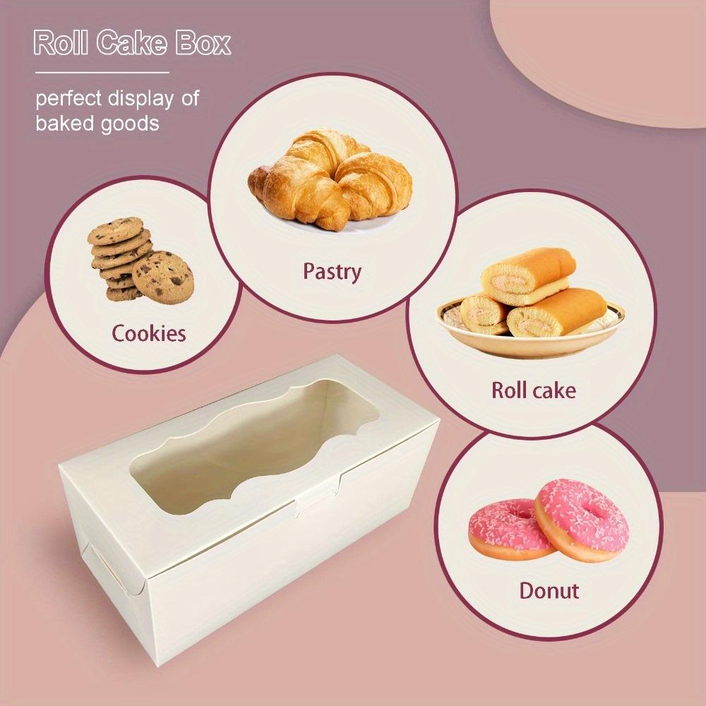 10pcs Cookie Boxes White Bakery Boxes with Window Treat Boxes Present Boxes for Roll Cakes Desserts Muffins Donuts Candies and Pastries