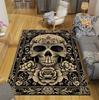 Living Room Rug Dark Gothic Skull & Rose Style Theme Carpet Non-Slip Soft Easy Clean Trendy Personalized  Area Home Decor Mat