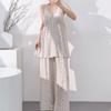 Sweet floral suspender anti-bump backless pajamas women's summer with chest pads cotton silk can be worn outside loungewear suit thin