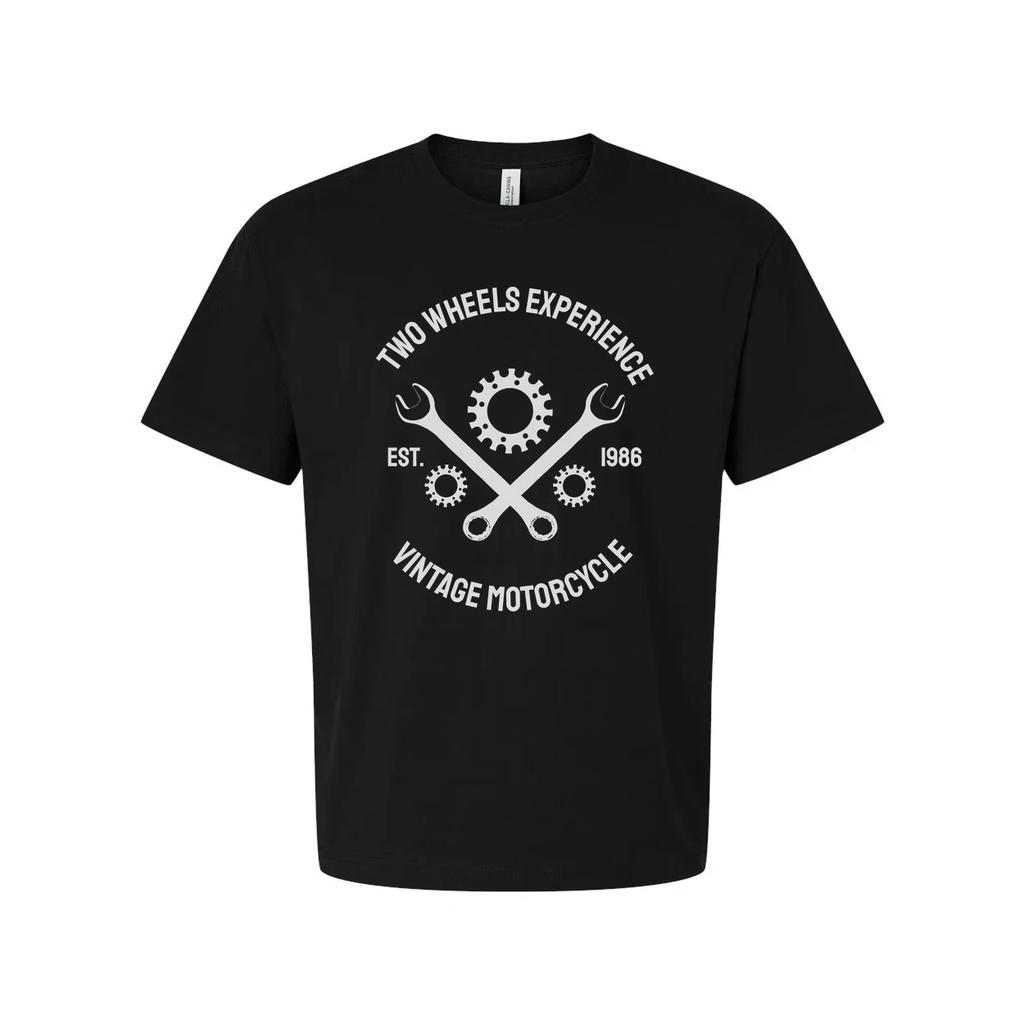 Unisex Vintage Motorcycle Graphic Tee With Gear Emblem And Two Wheels Experience