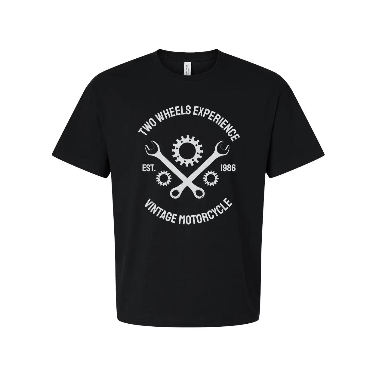

Unisex Vintage Motorcycle Graphic Tee With Gear Emblem And Two Wheels Experience XL