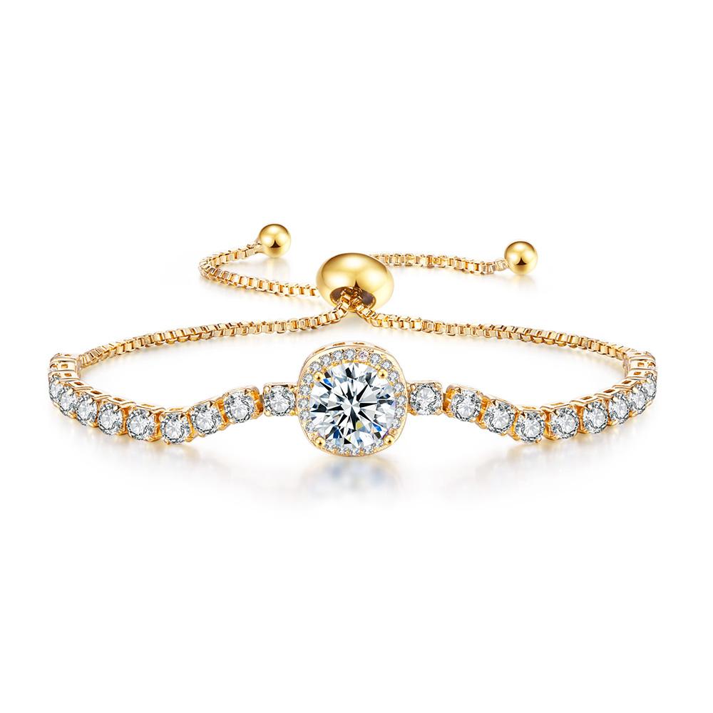 

Sparkling Ajustable Tennis Bracelets For Women Men Punk Square Cubic Zirconia Hand Chain Rose Gold Plated Jewelry Gift KCH086