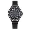 UTHAI BK21 Modische Damen Uhr hohles Blumen Zifferblatt drehender Diamant Quarz Uhren leichter Luxus Uhr Geschenk Uhren für Frau