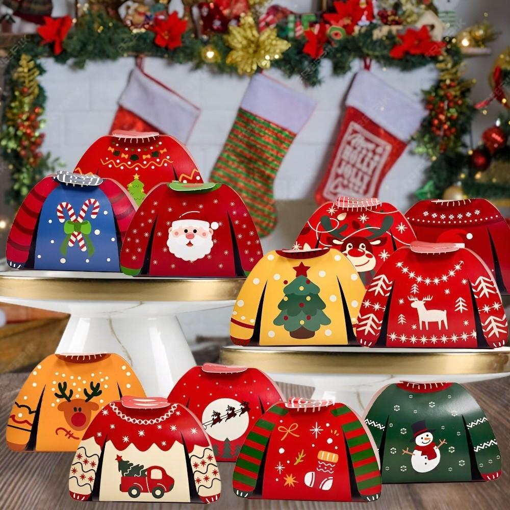 24PCS Assorted Candy Christmas Candy Boxes Sweater Shape Cookie Paper Boxes  Christmas Celebration