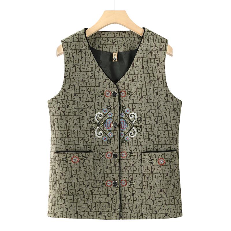 Elderly Women's Plus Size Spring Autumn V-Neck Vest