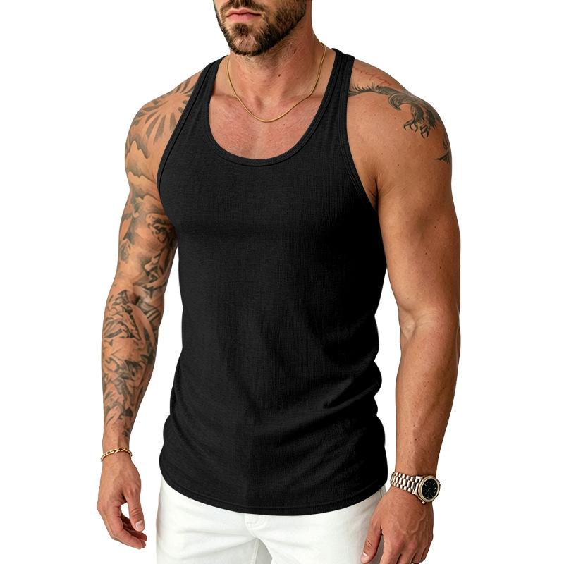 Mens Retro Slim Fit Solid Quick Dry Muscle Gym Sports Tank Top