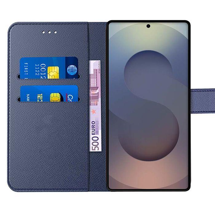 Coque de protection - BOOLING - pour Samsung Galaxy S25 Ultra - Effet Cuir Bleu Marine - Antichoc - Pratique