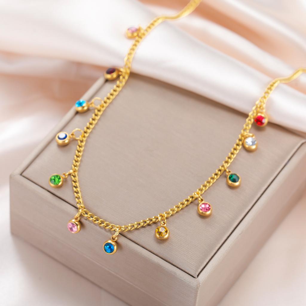 Cazador Colorful Clear Zircon Charms Women's Necklaces 2026 Stainless Steel Trendy Jewelry Choker Necklaces Valentine Gift 2026