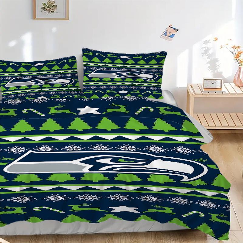 3Pcs Seattle Seahawks Ugly Sweater Bedding Sets For All Sizes New 3D Printed Bed Cover Comforter Duvet Cover Pillowcase Bedroom Decoration