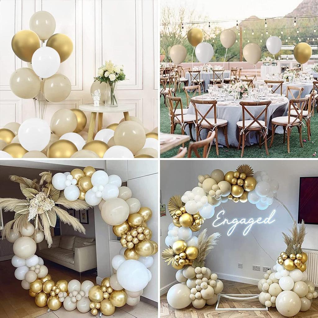 183Pcs Sand White Gold Latex Balloon Set Suitable for Birthday Parties, Weddings, Valentine's Day Party Decoration