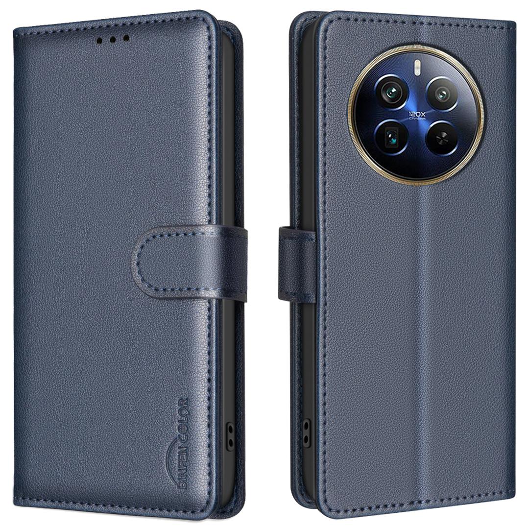 

BINFEN COLOR BF32 For Realme 12 Pro+ 5G/12 Pro 5G Phone Case Litchi Texture RFID Blocking Leather Phone Cover Blue