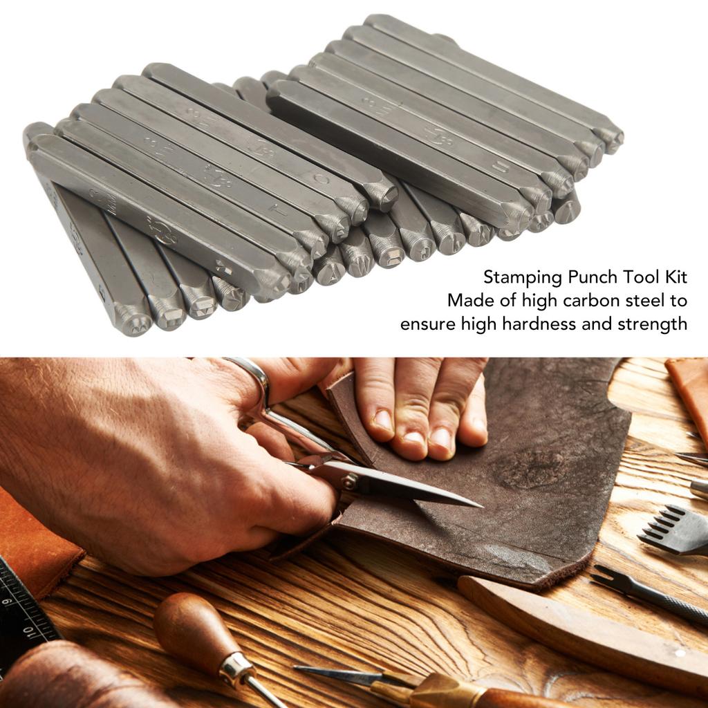 27-teiliges Metallstempel-Set aus Kohlenstoffstahl, Metall-Buchstabenstempel-Set für Schmuck, Leder, mit Aufbewahrungsbox